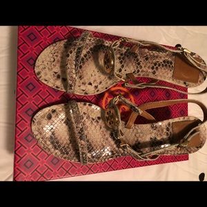 Tory Burch Snake Print Sandals